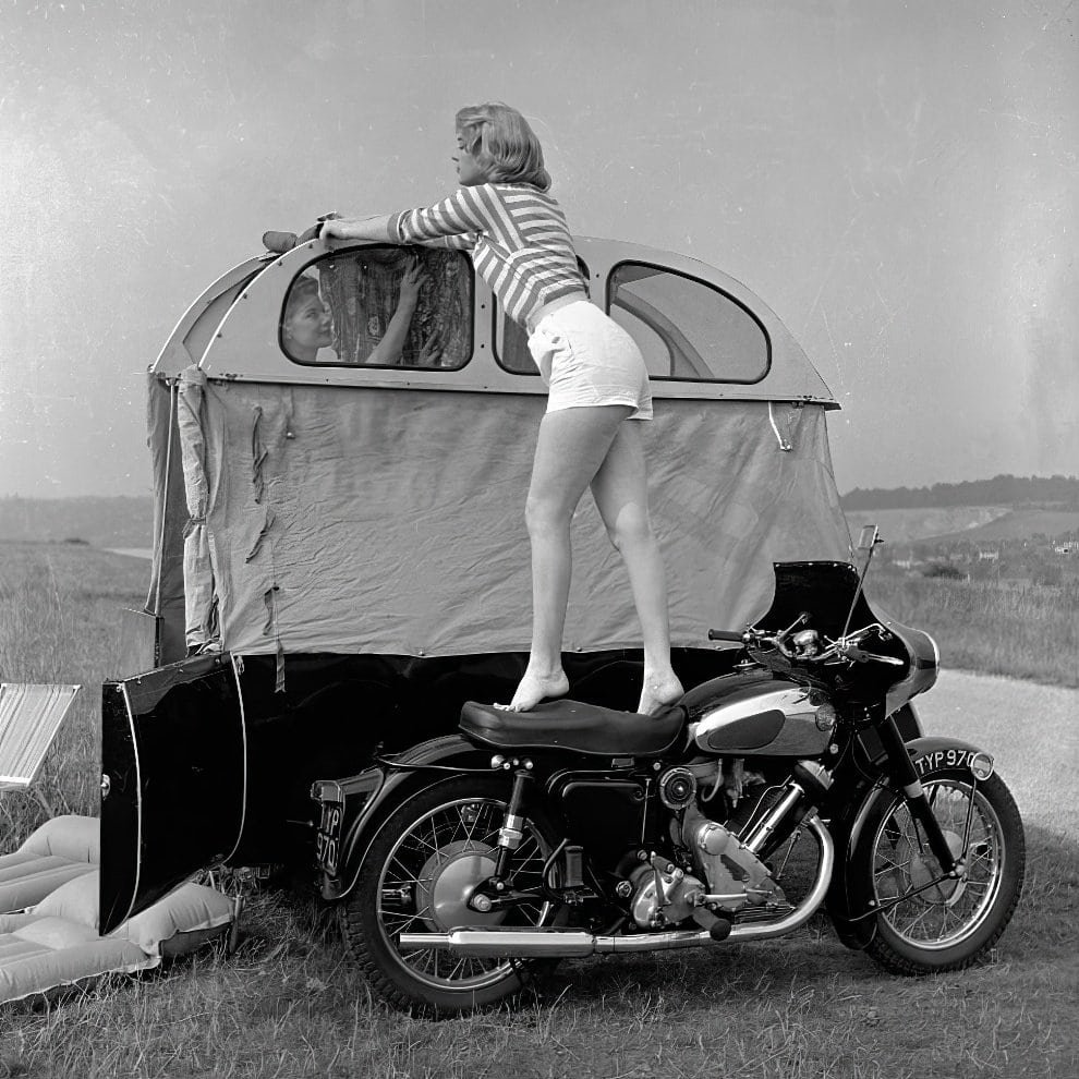 Two Women Turn This Sidecar in to a Small Caravan With Two Beds