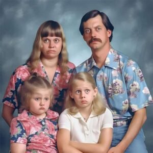 Awkward family photo, created by AI.