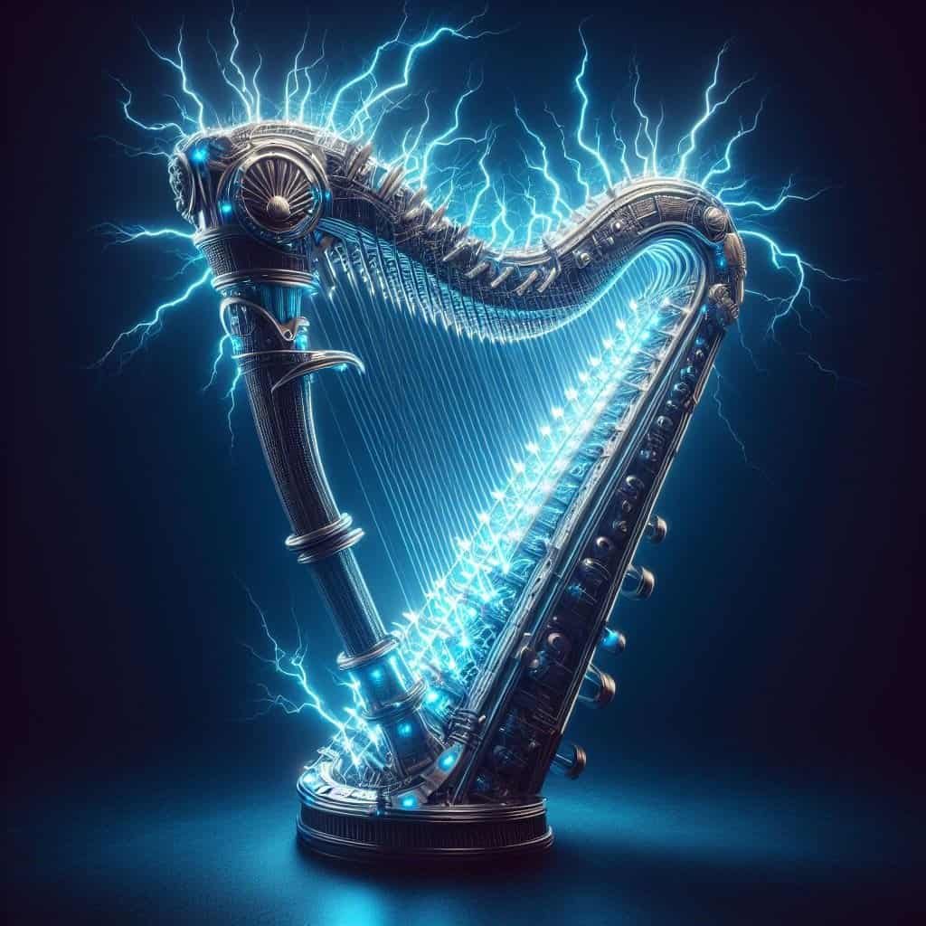 Playing Thunderstruck on Electric Harp