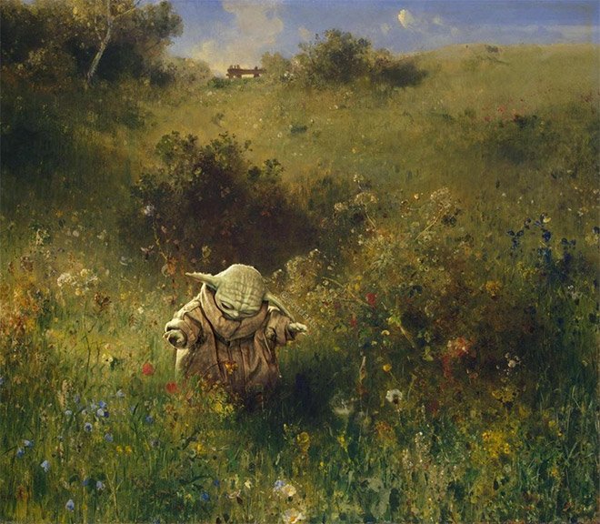 Star Wars characters seamlessly added into paintings.