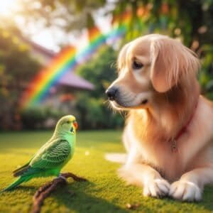 Golden Retriever and Parakeet Prove Love Knows No Bounds