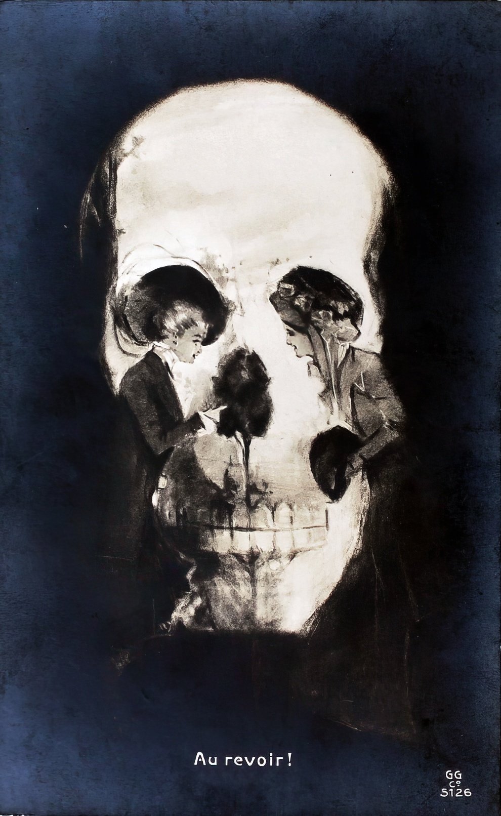 Skull Optical Illusion Postcard 4 
