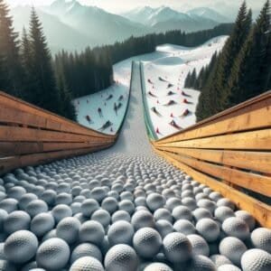 2000 Golf Balls Dare the Olympic Ski Jump - Will They Succeed?