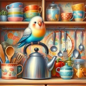Lovebird Will Do Anything To Break Into Kitchen Cupboard