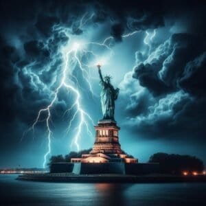 Statue of Liberty Gets Struck by Lightning in Epic Thunderstorm