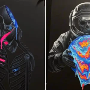 Acrylic Painted Skeleton Portraits in Motion